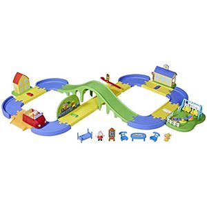 lot 8026 image: Peppa Pig All Around Peppa��s Town Playset with Car Track, Preschool Toys, Toys for 3 Year Old Girls and Boys and Up