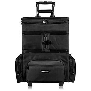 lot 8030 image: SHANY Large Travel Makeup Trolley Storage Case - Rolling Cosmetics Case with Detachable Sections and Multiple Compartments - BLACK