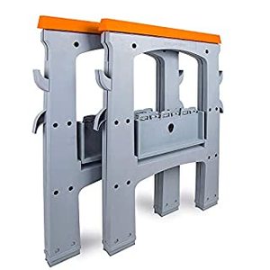 lot 8031 image: Amazon Basics Folding Sawhorse - Set of 2, 900 Pound Capacity (B077K6G4FB)