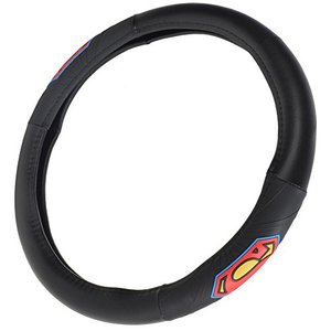 lot 8037 image: BDK Superman Car Steering Wheel Cover - Officially Licensed Warner Brothers Product, Fits Most Steering Wheels Between 14.5 to 15.5 Inch