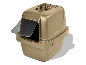 lot 8047 image: Van Ness Pets Odor Control Large Enclosed Sifting Cat Pan with Odor Door, Hooded, Beige, CP66