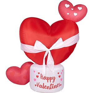 lot 8050 image: Fraser Hill Farm 8-Ft. Tall Outdoor Blow-Up Inflatable with Lights and Storage Bag  Valentines Day Heart  FREDHEART081-L