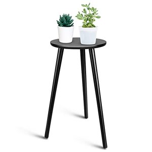 lot 8064 image: Indoor Plant Stand - Uneedem Wood Mid Century Plant Stand for Indoor Plants, Modern Plant Table, 20.5 Tall Plant Holder Stand for Flower Pots, Small Round Side Table, End Table Black