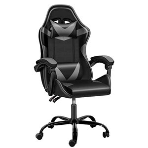 lot 8090 image: Gaming, Computer Chair with Lumbar Support, Ergonomic Height Adjustable Recliner Racing Video Game Chair with 360°-Swivel Seat and Headrest for Office or Gaming, 440lb Capacity,BlackGrey