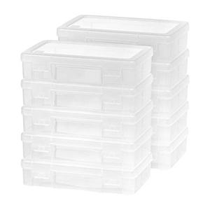 lot 8095 image: IRIS USA Medium Plastic Hobby Art Craft Supply Organizer Storage Box with Snap-Tight Closure Latch, 7 Pack, Art Satchel Storage Case for Ribbons, Beads, Sticker, Yarn, and Ornaments, Stackable, Clear