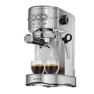 lot 8107 image: JASSY Espresso Coffee Machine 20 Bar Cappuccino Machine with Milk FrotherSteamer Wand for Commerical Brewing with 35 oz Removable Water Tank,SingleDouble Cup Button Choice,1450W,110V