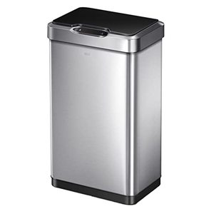 lot 8123 image: EKO Mirage-T 50 Liter  13.2 Gallon Touchless Rectangular Motion Sensor Trash Can, Brushed Stainless Steel Finish
