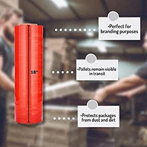 lot 8261 image: PSBM Orange Stretch Wrap, 1 Pack, 18 Inch x 1500 Feet, 80 Gauge, Plastic Cling Dark Color Hand Stretch Film Rolls for Packaging Moving Packing Pallets