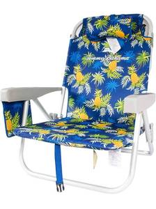 lot 1408 image: Tommy Bahama Backpack Cooler Beach Chairs - Blue Pineapple