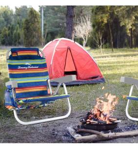 lot 1411 image: Tommy Bahama Backpack Cooler Beach Chairs - Multi Stripes