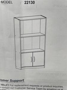 lot 1446 image: 3- Tier Open Shelf Bookcase with 2 Doors Storage Cabinet