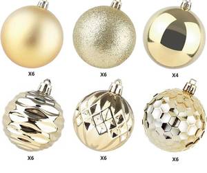 lot 1464 image: 34-Pack Shatterproof Plastic Christmas Ornaments Hanging Ball
