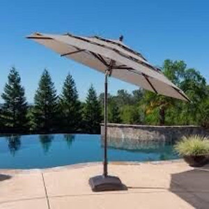lot 2402 image: Proshade 12ft Beige and Faux Wood Patio Umbrella without Base