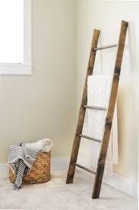 lot 5403 image: Rivet Contemporary Fir Decorative Blanket Ladder with Iron Rungs - 71.65 Height, Black and Natural Wood