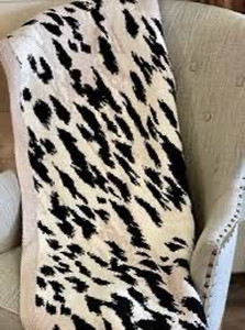 lot 6417 image: Barefoot Dreams CozyChic Cheetah Print Throw, Throw Blanket 54in x 72in CreamBlack