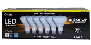 lot 6418 image: FEIT Electric 6 Pack LED Dimmable 2700K Soft White 8.3 Watts