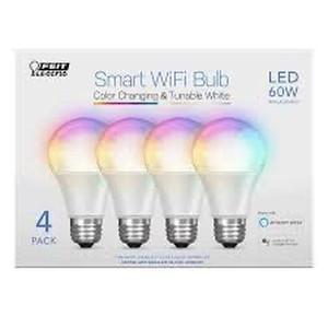 lot 6423 image: FEIT Electric 4 Pack LED Color Changing Smart Bulbs 60W