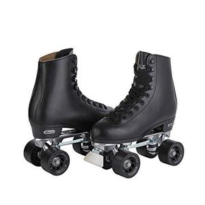 lot 6430 image: Mens Premium Leather Lined Rink Roller Skate - Classic Black Quad Skates - Size 7