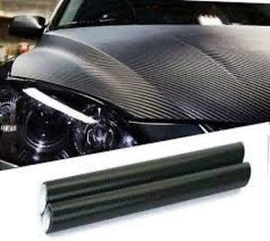lot 6437 image: Black Carbon Fiber Car Wrap Vinyl Roll 10ft x 5ft