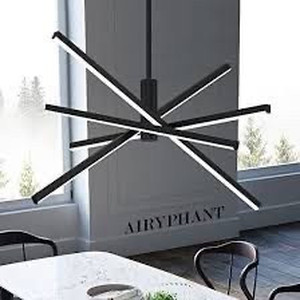 lot 6439 image: Modern LED Chandelier Pendant Light Black 27.76in