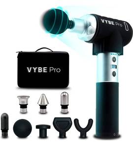 lot 4075 image: Vybe Pro Muscle Massage Gun for Athletes - 9 Speeds, 8 Attachments - Powerful Handheld Deep Tissue Percussion Massager for Body, Back, Shoulder Pain - Quiet Portable Electric Therapy Fascia Gun