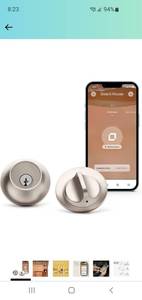 lot 4076 image: $$ Level Lock Smart Lock Touch Edition - Smart Deadbolt for Keyless Entry Using Touch, Key Card or Smartphone, Bluetooth Lock, Compatible with Apple HomeKit, Satin Nickel, Retail $247