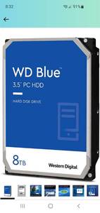 lot 4078 image: Western Digital 8TB WD Blue PC Internal Hard Drive HDD - 5640 RPM, SATA 6 Gbs, 128 MB Cache, 3.5 - WD80EAZZ