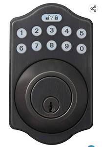 lot 4082 image: Amazon Basics Traditional Electronic Keypad Deadbolt Door Lock, Keyed Entry, Oil Rubbed Bronze