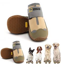 lot 14454 image: Hcpet Dog Boots Waterproof Dog Shoes for Medium Large Dogs, Anti-Slip Dog Booties Paw Protector for for Hot Pavement Winter Snow Hiking with Reflective Straps 4PC 1.5 inch S