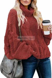 lot 14466 image: Dokotoo Womens 2022 Winter Fall Solid Turtleneck High Neck Balloon Long Sleeve Sweaters Pullover Outerwear - Large