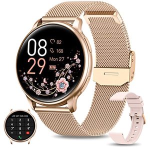 lot 14467 image: Smart Watch for Women(AnswerMake Calls), 1.3 AMOLED Bluetooth Smartwatch for Android Phones iPhone Compatible, IP68 Outdoor Fitness Tracker with Heart Rate, Blood Pressure, SpO2 Monitor, Watch Gold