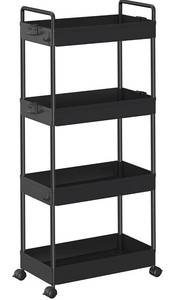 lot 14472 image: SOLEJAZZ Rolling Storage Cart, 4 Tier Bathroom Organizer Slide Out Utility Cart, Mobile Shelving Unit Organizer Standing Rack for Kitchen, Bathroom, Laundry Room, Blac