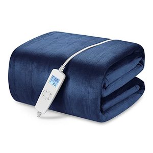 lot 14473 image: Electric Heated Blanket Queen Size 84 x 90 with 6 Heating Levels & 8h Auto Off, Ultra Soft Flannel Full Body Fast Heating Warming Blanket for Bed Sofa Home Office, Machine Washable, Blue