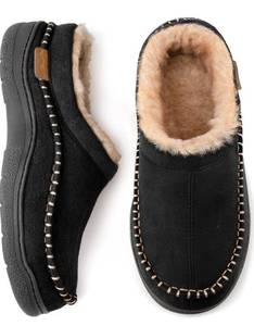lot 14479 image: Zigzagger Mens Slip On Moccasin Slippers, IndoorOutdoor Warm Fuzzy Comfy House Shoes, Fluffy Wide Loafer Slippers XL US 13-14