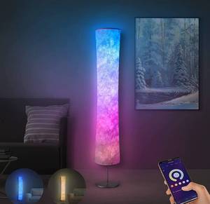 lot 14480 image: Torchlet Floor Lamp, RGB Color Changing Led Lamp, Smart Lamp Alexa APP Control, Modern Floor Lamp with DIY Mode, Music Sync and White Fabric Shade, Standing Lamp for Living Room Bedroom Game Room