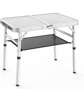 lot 14482 image: Sportneer Camping Table, Adjustable Height Small Folding Table with Mesh Layer Portable Camp Tables with Aluminum Legs for Outdoor Camp Picnic Beach BBQ Cooking