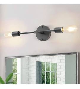 lot 4091 image: 2-Light Vanity Lights for Bathroom, Matte Black Industrial Vanity Light Fixtures, Metal Wall Sconces Mid Century Modern Wall Mounted
