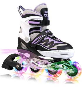lot 4092 image: 2PM SPORTS Cytia Pink Girls Adjustable Illuminating Inline Skates with Light up Wheels, Fun Flashing Beginner Roller Skates for Kids Size Medium 13C-3Y