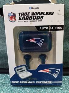 lot 14410 image: NFL True Wireless Earbuds, New England Patriots