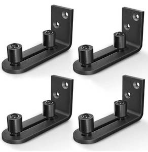 lot 14418 image: EaseLife Sliding Barn Door Bottom Floor Guide,Ball Bearings Adjustable Stay Roller,Wall Mount System,Flush Flat Bottom Design,2 Assemble Setup Options,Fit All Size Door,Black,4 Pack