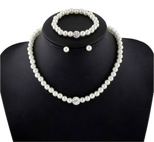 lot 14427 image: Faux Pearl Strands ChokerNecklace, Bracelet & Earrings