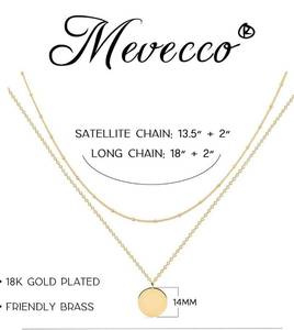 lot 14450 image: MEVECCO Layered Heart Necklace Pendant Handmade 18k Gold Plated Dainty Gold Choker Arrow Bar Layering Long Necklace for Women