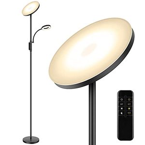 lot 14464 image: LED Floor Lamp Adjustable 27W2000LM Main Lamp 7W400LM Reading Lamp Dimmable Torchiere Standing Lamp w 4 Color Temperature Remote & Touch Control Tall Pole Light for Living Room Bedroom Office Black