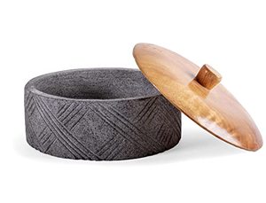 lot 14486 image: FESTMEX Genuine Handmade Mexican Volcanic Stone Tortilla Warmer, Heavy & Durable, Molcajete Style