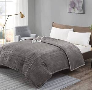 lot 14499 image: Degrees of Comfort California King Electric Blanket with Dual Controls, Auto Shut Off, Machine Washable -Grey, 100Wx94L