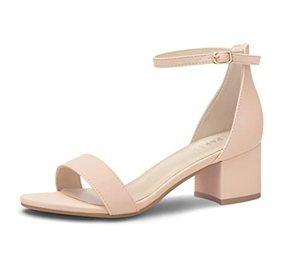 lot 14504 image: PARTY Womens Open Toe Ankle Strap Low Block Chunky Heels Sandals, VIANNA-NUDE, Size 8