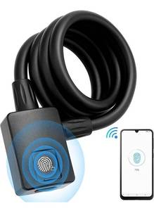 lot 14506 image: Bluetooth Bike Fingerprint Padlock Lock Cable with APP Open,Remote, Waterproof 1M Anti-Theft Unlock Record Heavy Duty Bicycle Combination Lock for Outdoor Bicycle, Mountain Bike, Motorcycles, Scooters