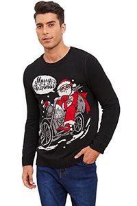 lot 14512 image: VENTELAN Mens Ugly Christmas Sweater Fun Classic Santa Claus Patterns Xmas Pullover, Medium