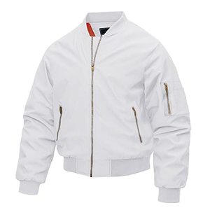 lot 14521 image: CRYSULLY Mens Tactical Military Cargo Bomber Jacket, White, Size Medium