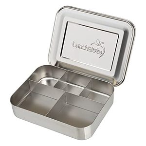 lot 14527 image: LunchBots Large Cinco Stainless Steel Lunch Container - Five Section Design, Metal, Dishwasher Safe - Stainless